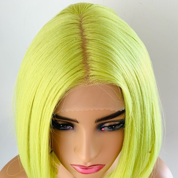 Gorgeous Green Lemon Premium Fiber Lace Front Wig for Daily Wear or Events - Picture 2 of 8